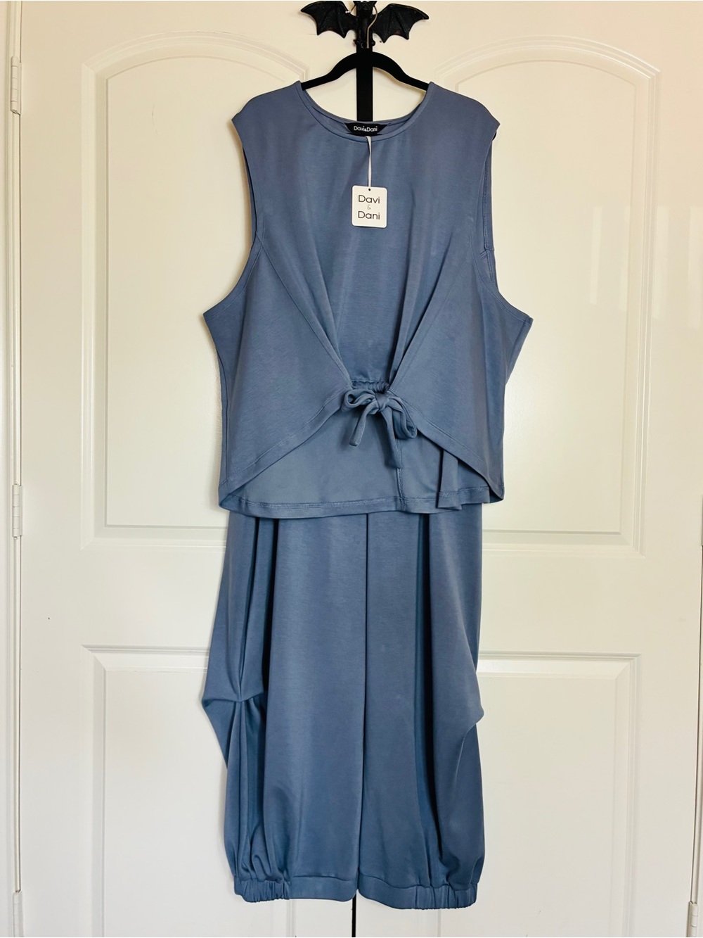 DAVI & DANI Set Dusty Blue Relaxed Harem Joggers with Tank super soft 3X NWT